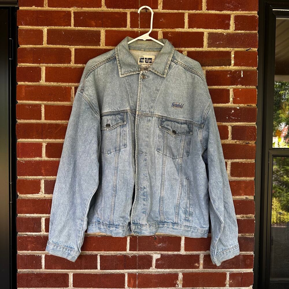 Vintage Seinfeld Embroidered Denim Jacket XXL 90s TV Show Promo Jean Jacket Rare